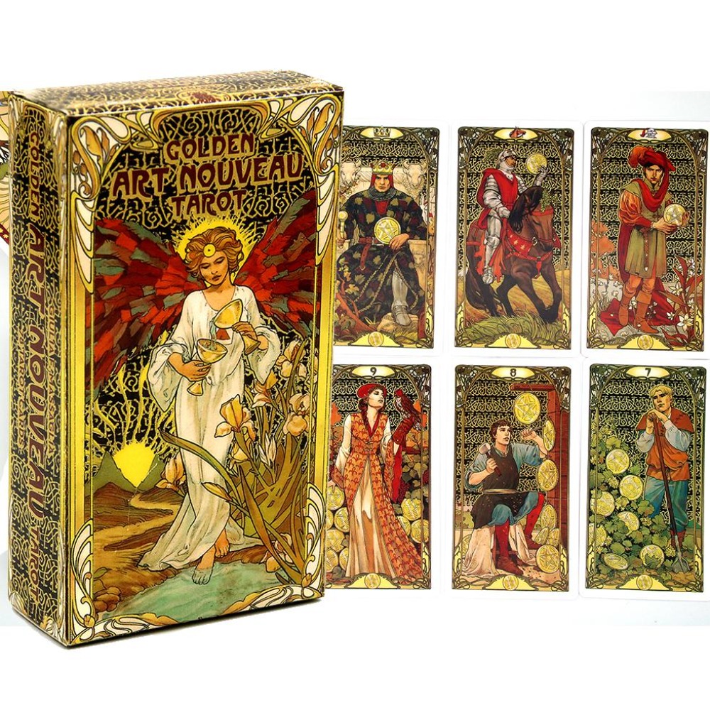 Tarot Cards Deck With Guidebook - 10.3*6cm Golden Art Nouveau Tarot Deck