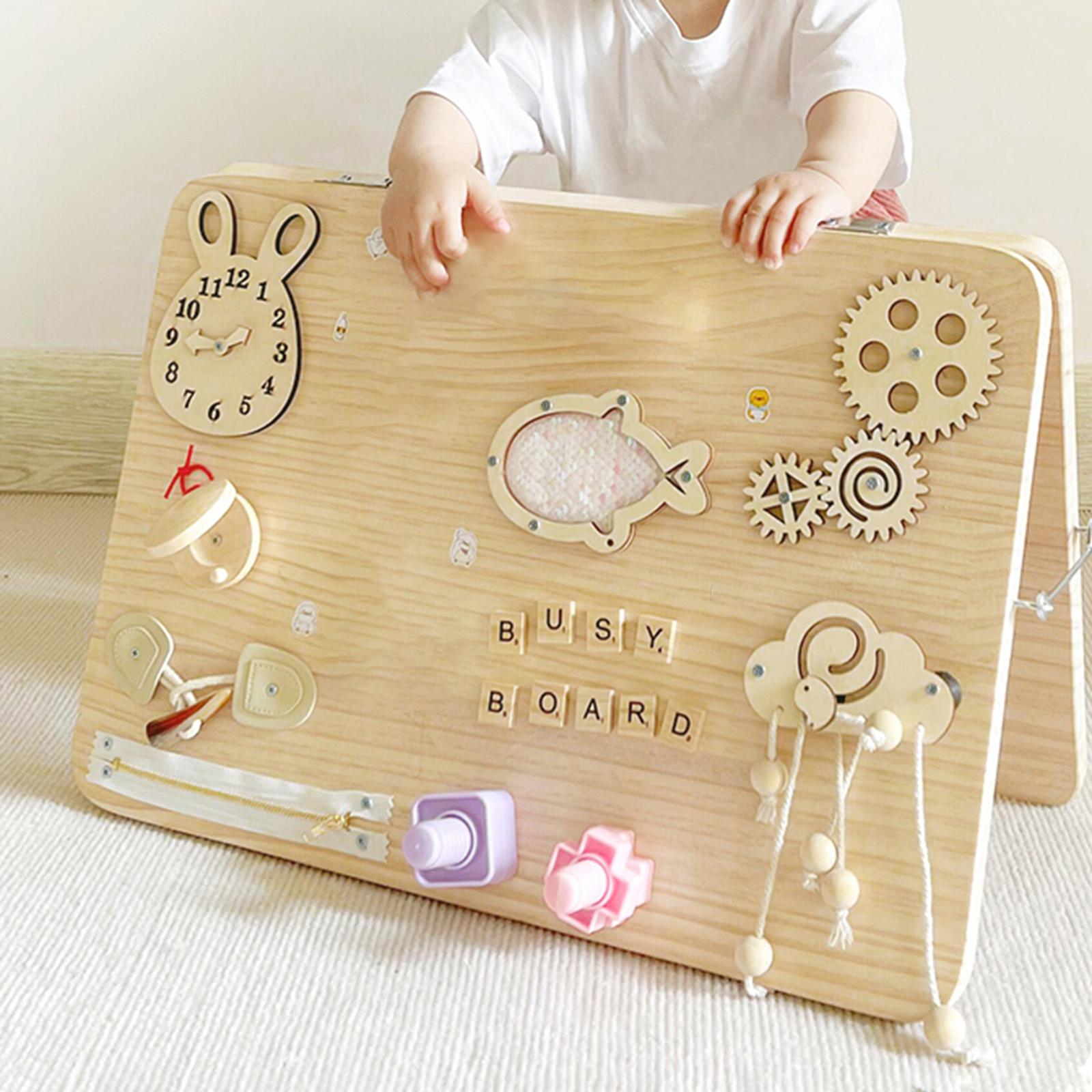Montessori Wooden Busy Board Toddler - Wooden Montessori Busy Board Puzzle Sensory